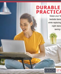 Black Folding Laptop Lap Desk - Wooden Work Table and Stand for Couch, Bed and Sofa Computer Use - Folding Legs, Adjustable Tilt - Use as Reading and Breakfast Tray - by Designstyles Black 22 81fB3jtarbL