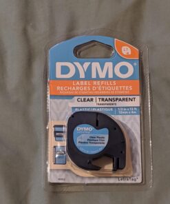 DYMO - DYM16952 Authentic LetraTag Labeling Tape for LetraTag Label Makers, Black Print on Clear pastic Tape, 1/2'' W x 13' L, 1 roll (16952) 156 in. X 1/2 in. 28 81fGZ8CuqZL