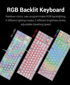 Redragon K552 Mechanical Gaming Keyboard RGB LED Backlit Wired with Anti-Dust Proof Switches for Windows PC (White, 87 Key Blue Switches) 87 Key Blue Switch White RGB Backlit 21 81fGzRy1E9L