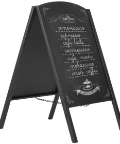 MyGift Black Metal A-Frame Erasable Chalkboard Sign, Freestanding Foldable Dual Sided Sidewalk Chalkboard Easel, Restaurant Menu Board, Decorative Wedding Signage 16 81fHSFcYh7L