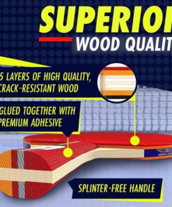 NIBIRU SPORT Ping Pong Paddles Set - Professional Table Tennis Rackets and Balls, Retractable Net with Posts and Storage Case - Pingpong Paddle and Game Table Accessories 2 Paddles+4 Balls+Net 10 81fJnwVnFJL