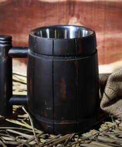 GoCraft Handmade Wooden Beer Mug with 18oz Stainless Steel Cup | Great Beer Gift Ideas Wooden Beer Tankard for Men | Vintage Bar accessories - Barrel Brown Retro Design 14 81fKYTLdOEL