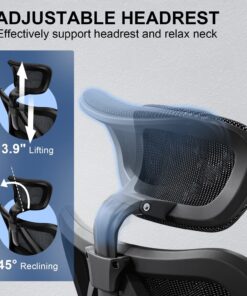 SIHOO M57 Ergonomic Office Chair with 3 Way Armrests Lumbar Support and Adjustable Headrest High Back Tilt Function Grey 32 81fL OxxUJL