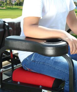 9.99WORLD MALL Golf Cart Armrest-Premium Leather, No Drilling with Cup Holder Rear Seat Kit for EZGO/Club Car/Other, Upgrade Support Frame, Suitable for 1.0" Square Tube Frame Black 12 81fLZHW9w2L
