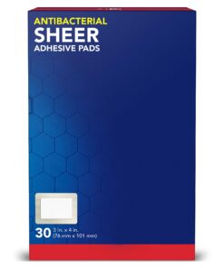 All Health Antibacterial Sheer Adhesive Pad Bandages, 3 in x 4 in, 30 ct | Helps Prevent Infection, Extra Large Comfortable Protection for First Aid and Wound Care 30 Count (Pack of 1) 34 81fN uTuEFL