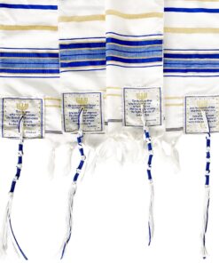 Holy Land Market Messianic Tallit Prayer Shawl Royal Blue/Gold With Matching Bag, Card and Brochure From Israel 11 81fOO8hvSsL