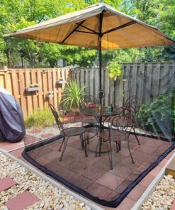 HomeRoots 9' Patio Umbrella Outdoor Table Bug Screen Mesh Black Mosquito Net Canopy Curtains Adjustable Enclosure Large Umbrella Hanging Tent 100% Polyester Light Weight Mosquito Netting 31 81fOk3OJKDL