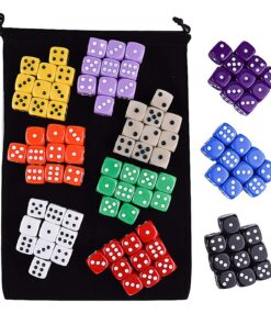 AUSTOR 100 Pieces Dice 6 Sided Game Dice Set, 10 x 10 16mm Acrylic Dice with Velvet Pouch for Tenzi, Farkle, Yahtzee, Bunco or Teaching Math 100 Pieces Round a 17 81fOpRxZA1L