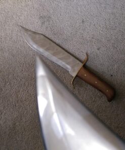 SZCO Supplies 15” Classic Wood Handle Carbon Steel Bowie Blade Outdoor Survival Knife,Brown/Brass 72 81fR4nXvV L