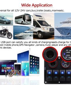 FXC Waterproof Marine Boat Rocker Switch Panel 4 Gang with Dual USB Slot Socket + Cigarette Lighter Blue LED Light for Car Rv Vehicles Truck 19 81fS1IGyVbL