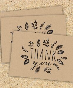 Kraft Leaves Thank You Note Card Pack/Set Of 36 Leaf Wreath Greeting Cards With Blank Inside And Kraft Envelopes Kraft Leaves 17 81fVPkIgFaL