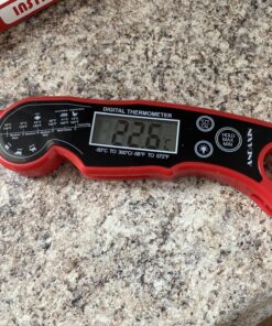 Meat Thermometer Digital for Grilling and Cooking - ANDAXIN Waterproof Ultra-Fast Instant Read Food thermometers with Backlight & Calibration for Kitchen, Deep Fry, BBQ, Grill(Red/Black), LCD Red 26 81fVx3cRJHL