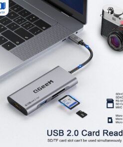 USB C Hub, QGeeM USB C to HDMI Adapter 4k, 7 in 1 USB C Dongle with 100W Power Delivery,3 USB 3.0 Ports, SD/TF Card Reader, Compatible for MacBook Ipad HP Dell XPS and More Type C Device Grey 30 81fXgMwE1eL