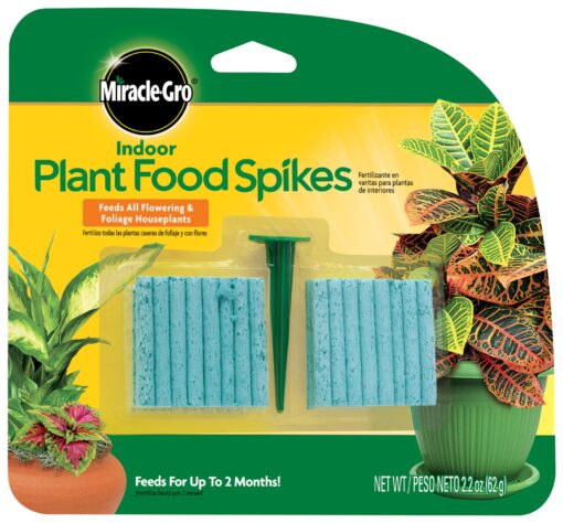 Miracle-Gro Indoor Plant Food Spikes, Includes 48 Spikes - Continuous Feeding for all Flowering and Foliage Houseplants - NPK 6-12-6, Pack of 1 1 Pack