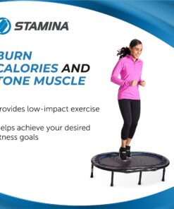 Stamina Fitness Trampoline - Exercise Trampoline with Smart Workout App - Indoor Trampoline Fitness Rebounder 45-Black/Blue One Size 17 81fY6p6BbqL