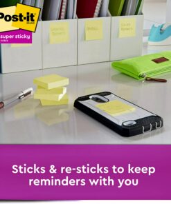 Post-it Super Sticky Notes, 2x2 in, 8 Pads, 2x the Sticking Power, Canary Yellow, Recyclable (622-8SSCY) 12 81fZ1t zJ7L