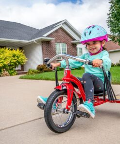 Schwinn Roadster Bike for Toddler, Kids Classic Tricycle, Low Positioned Steel Trike Frame with Bell and Handlebar Tassels, Rear Deck Made of Genuine Wood, for Boys and Girls Ages 2-4 Year Old, Red 27 81fZG0hD9WL 1