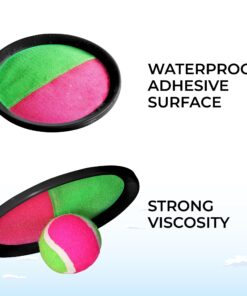 High Bounce 3 in1 Outdoor Games Combo Set for Kids, with Badminton Rackets Set, Toss and Catch Ball Set, Sliding Zoom Ball Game, Mesh Bag, Birdies, and Tennis Ball Included 16 81fbDqXoNzL