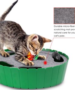 Pawaboo Interactive Cat Toy with Running Mouse, Electronic Motion Cat Toy Automatic Teaser for Indoor Cats, Pop and Play Hide Seek Cat Toy Hunting Mouse for Pet Cat Kitten Play Fun Exercise, Green 18 81fbMn0 uyL