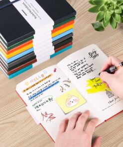 Huhuhero Lined Notebook Journal, 120Gsm Thick Paper Journals for Writing, 5 Pack Hardcover Leather Notebooks for Men Women, Daily Journal for Work Business Note Taking, Office School Supplies 5"×8.25" Black 24 81fbOMS9weL