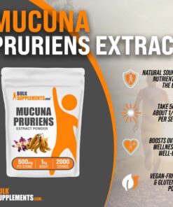 BULKSUPPLEMENTS.COM Mucuna Pruriens Extract - Herbal Supplements, Mucuna Pruriens Supplements, Mucuna Pruriens Powder - Vegan & Gluten Free, 500mg per Serving, 1kg (2.2 lbs) 2.2 Pound (Pack of 1) 9 81fewf2 wZL 1