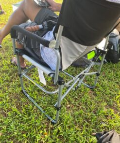 KingCamp Folding Camping Chair, Heavy Duty Director's Seat for Adults Outside, Portable Lawn Chairs with Side Table Breathable Mesh Back Compact Style for Outdoor Sports Black-1 Pack 20 81ffBhFM56L
