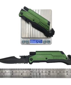 ALBATROSS 6 in 1 Survival Camping Tactical Folding Pocket Knife with Flashlight,Bottle Opener,Rope Cutter,Fire Starter,Glass Breaker,Multi-Function Tool(Green) Green 26 81fhT09CbiL