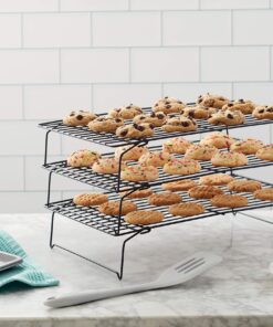 Wilton Excelle Elite 3-Tier Cooling Rack for Cookies, Cake and More - Cool Batches of Cookies, Cake Layers or Finger Foods, Black 37 81fhle3469L