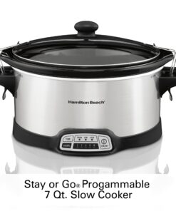 Hamilton Beach Programmable Slow Cooker, 7 quart with Clip-Tight Sealed Lid, Stainless Steel (33476), Silver 19 81fhmA8lxBL