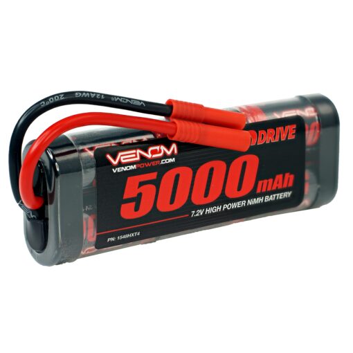 Venom Power - 7.2V 5000mAh 6-Cell NiMH RC Battery - HXT 4.00mm Plug, 12 AWG Soft Silicone Wire Connector - for Remote Controlled Vehicles, 1/10 Redcat Buggy, Car, Truck and Crawler