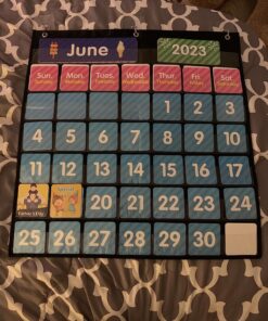 REGELETO 44 Pockets Calendar Pocket Chart for Classroom with 85 Cards, Monthly Calendar and Weather Black Pocket Chart for Kids Learning for Home or Kindergarten (25” X 24”) 44Pockets-1Pack 21 81fj9 WUOwL