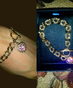 1928 Jewelry Women's Swarovski Element Crystal Heart Charm Toggle Link Bracelet Light Rose Pink 21 81fjaHoqseL