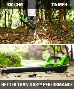 Greenworks 40V (115 MPH / 430 CFM) Brushless Axial Leaf Blower, 2.0Ah Battery and Charger Included Brushless Blower (2.0Ah) 17 81fkmVkQy0S 1