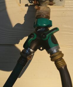 Alternative view of 2WAYZ- Hose Splitter, 2 Way Heavy Duty, Garden Hose Splitter, Faucet Splitter, Outdoor Faucet Splitter, y Adapter for Water Hose, Water Spigot Splitter, All Metal, with Shut off Valve - 4" x 4" x 1.5" Original