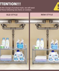 STORAGE MANIAC Under Sink 2 Tier Expandable (Width & Height) Shelf Organizer, Under Sink Organizer and Storage with 10 Removable Steel Panels for Kitchen, Bathroom - from 18.5 to 30 Inches, Silver 16 81fmNILpcBL