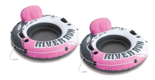 Intex River Run I Inflatable Water Lounge Tube 1-Person, Pink 58828EP (2 Pack)