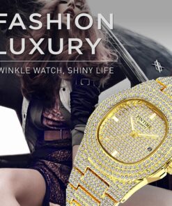 FANMIS Unisex Luxury Crystal Diamond Watches Silver Gold Fashion Quartz Analog Watch Stainless Steel Band Mens Womens Iced-Out Bracelet Watch 12 81fmpwtmhL
