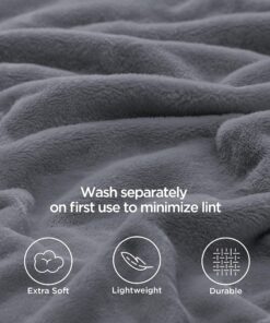Bedsure Fleece Bed Blankets Queen Size Grey - Soft Lightweight Plush Fuzzy Cozy Luxury Blanket Microfiber, 90x90 inches Queen (90" x 90") 21 81fnXHgWpKL