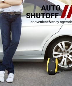 VacLife Portable Air Compressor - Air Pump for Car Tires (up to 50 PSI), 12V DC Tire Pump for Bikes (up to 150 PSI) w/ LED Light, Digital Pressure Gauge, Model: ATJ-1166, Yellow (VL701) Large 31 81fnYbm4QtL