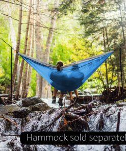 Pro Venture Hammock Straps and Carabiners Set | 22 Feet Total, 44+2 Loops | 1200lbs Breaking Strength (500lbs Rated) | Non-Stretch, Lightweight, Portable - Quick Setup | Heavy Duty, Tree Friendly 11 Feet. Blue 15 81fngUti1 L