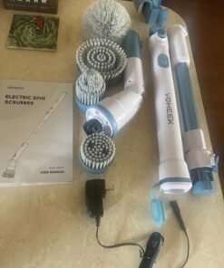 Electric Spin Scrubber, Voweek Cordless Power Scrubber with 4 Replaceable Brush Heads Adjustable Extension Handle, Electric Cleaning Brush for Bathroom, Tub, Tile, Floor, Kitchen - Blue 31 81fpZHxZ03L