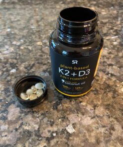 Sports Research Vitamin D3 + K2 with 5000iu of Plant-Based D3 & 100mcg of Vitamin K2 as MK-7 - Vegan Certified & Non-GMO Verified - 120 Softgels 120 Count (Pack of 1) 31 81fq3pCmskL