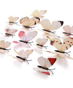 Amaonm® 60 Pcs 5 Packages Beautiful 3D Butterfly Wall Decals Removable DIY Home Decorations Art Decor Wall Stickers & Murals for Babys Bedroom Tv Background Living Room (White2) White2 27 81fygEfy IL