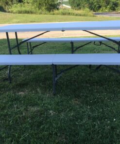 Best Choice Products 3-Piece 6ft Portable Folding Weather-Resistant Resin Table and Bench Set w/Carrying Handles and Rubber Foot Caps for Picnic, Home, and Commercial Use, White 21 81fzRpKYTbL