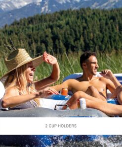 Intex River Run II Inflatable 2-Person Pool Tube Float with Attached Cooler and Repair Kit Multi-colored 25 81g 19zg5wL