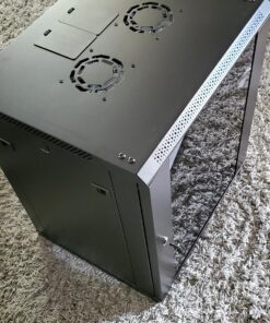 NavePoint 12U Server Rack Enclosure with Glass Door, Cooling Fan, Locks, & Removable Side Panels - 12U Wall Mount Network Cabinet 19 Inch Rack 17.7 Inches Deep 45 81g SmgrvL