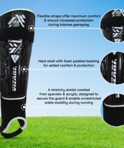 Vizari Malaga Soccer Shin Guards for Kids | Soccer Gear for Boys Girls | Protective Soccer Equipment | Adjustable Straps Black Medium 15 81g0DB04uSL 1