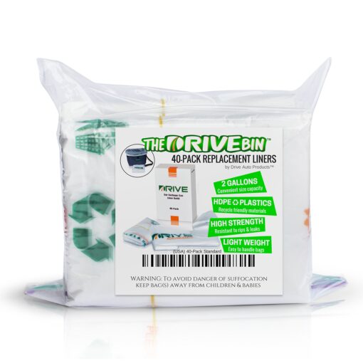 DRIVE AUTO - 40 Pack, 2 Gallon Clear Trash Bags for Car & Home Office 40 Count (Pack of 1) Trash bag