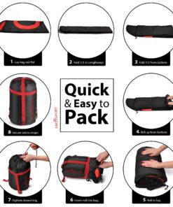 Sleeping Bag – Envelope Lightweight Portable, Comfort with Compression Sack - Great for 3 Season Traveling, Camping, Hiking, Outdoor Activities & Boys. Black 15 81g5TbkMDwL 1