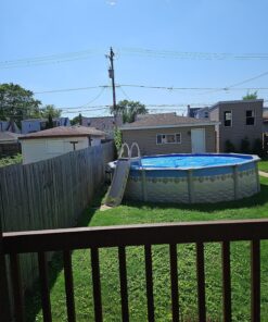 Confer Plastics 7200 Roll Guard 48" to 56" Adjustable A Frame Safety Ladder for Above Ground Outdoor Patio Swimming Pool Platform Ladder with Step Barrier, Warm Grey 44 81g7XrYfzL